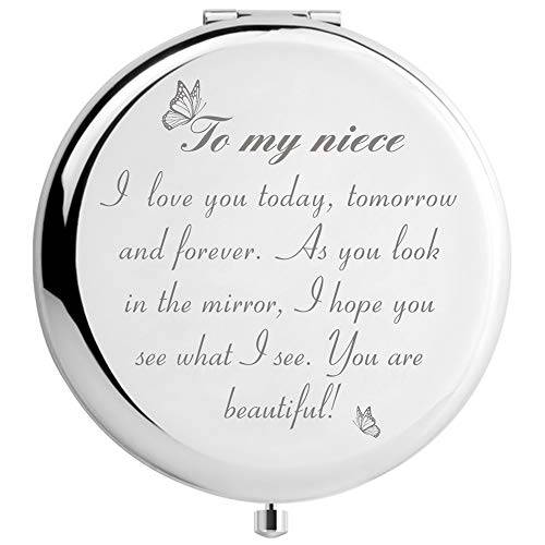 Niece Gifts from Aunt Uncle, to My Niece Makeup Mirror, Niece from Auntie, Engraved Gifts for Women Birthday Christmas Valentines Day Graduation Mothers Day (Beautiful Niece)