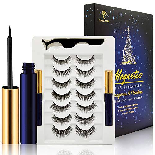 Magnetic Eyelashes with Eyeliner Kit,Magnetic Lashes with Eyeliner Set,False Eyelashes for Women with Applicator,Reusable Magnet Lash Set,Natural Look,Easy,Cruelty-Free.