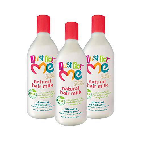 Just For Me Natural Hair Milk Silkening Conditioner, Nourishes For Softness & Bounce, With Coconut Milk, Shea Butter, Vitamin E & Sunflower Oil, 13.5 Ounce (3 Pack)