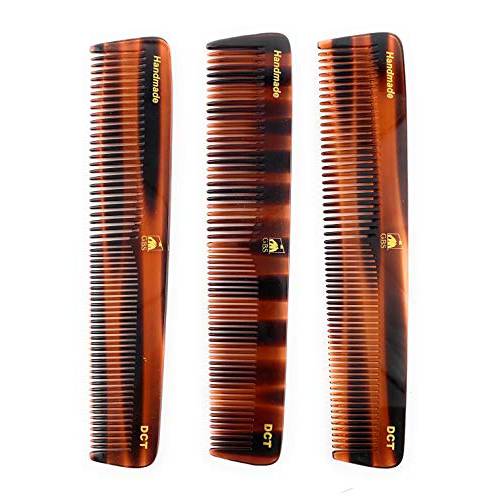 G.B.S 3 Pack DCT Styling Comb Fine Toothed Dressing, Grooming, and Styling Comb for Thinning Hair Beard Men Women Hand-Made Cellulose Acetate, Saw-Cut & Hand Polished Birthday Gift