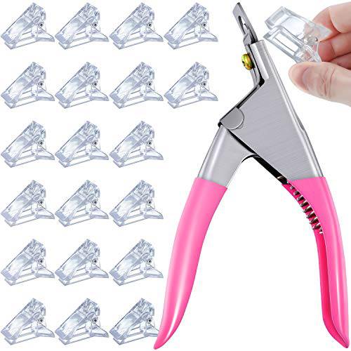 20 Pieces Nail Clip Quick Building Poly Nail Clips Plastic Finger Extension Nail Clips and Acrylic Nail Clipper False Nail Trimmer for Manicure Tool