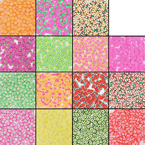 Crafare 5000 PC Nail Art Slices 3D Fruits Animals Flowers Cake Heart Stickers Polymer Slices for Christmas Holiday DIY Crafts, Slime Making and Cellphone Decoration
