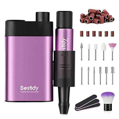 Bestidy 30000RPM Nail Drill Electrical Machine，Professional Rechargeable Efile Nail Drill Kit for Acrylic, Gel Nails, Manicure Pedicure and Polishing(Purple)