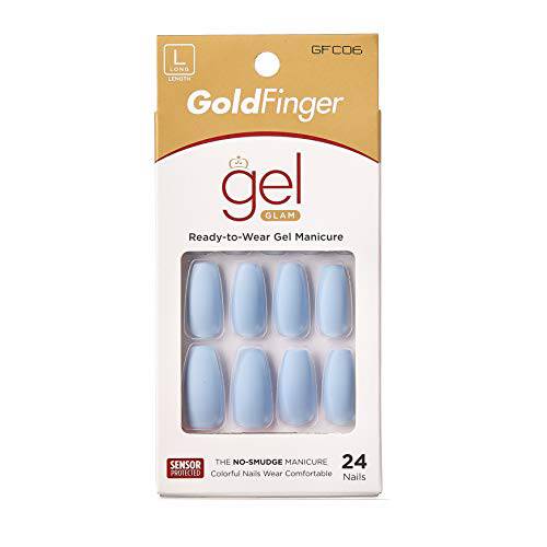 Gold Finger Full Cover Nails Gel Manicure Nails Long Length