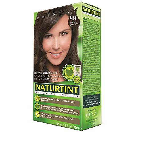 Naturtint Permanent Hair Color, 4N Natural Chestnut, Plant Enriched, Ammonia Free, Long Lasting Gray Coverage and Radiante Color, Nourishment and Protection