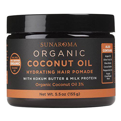 SUNAROMA Organic Coconut Oil Hair Pomade, 5.5 oz.