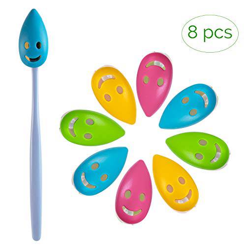 AUEAR, 8 Pack Smile Face Toothbrush Head Cover Cap with Suction Cup Cute Portable Toothbrush Protective Covers Case for Home Travel Outdoor Camping 4 Colors