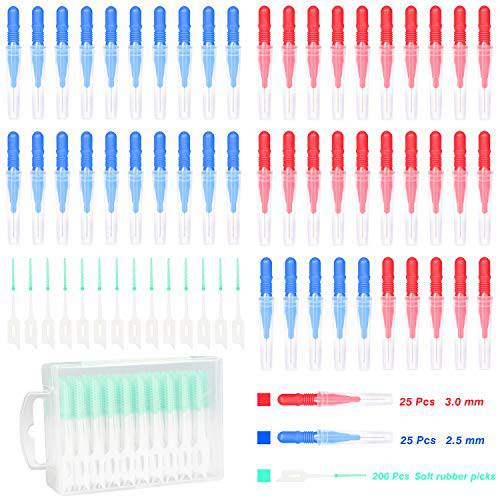 PROLOSO 250 Pcs Interdental Brush Dental Picks Toothpick Tooth Flossing Head Hygiene Brush to Removes Food & Plaque Tooth Cleaning Tool Set for Men Women