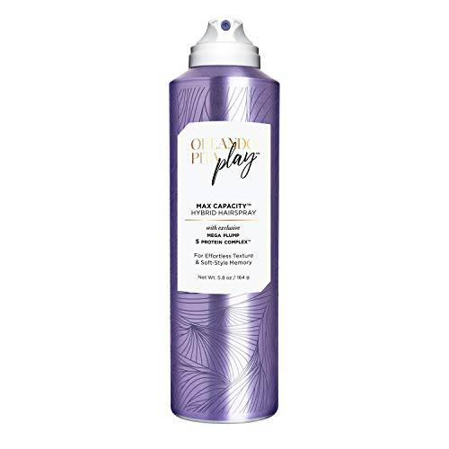ORLANDO PITA PLAY Max Capacity Hybrid Hairspray, Exclusive Mega Pump 5 Protein Complex, For Effortless Texture & Soft-style Memory, Benefits of Dry Shampoo & Provides A Sheer Hold, 5.8 Oz