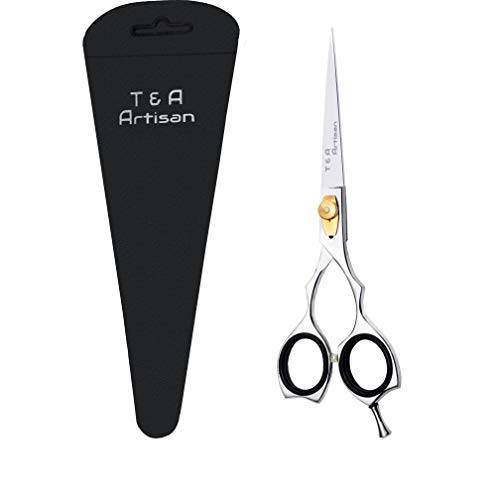 T&A Hair Cutting Scissors Professional - 6.5 Inch Stainless Steel Barber Scissors with Adjustment Screw & Finger Rest - Hair Shears for Hair Cutting, Hand Sharpened Hair Scissors for Saloon & Home