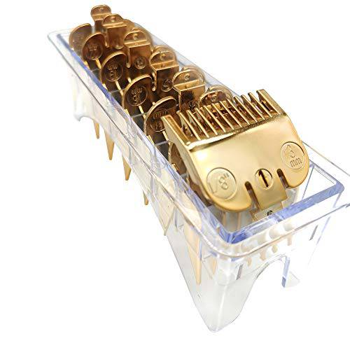 Professional Hair Clipper Guards Guides Gold Color Coded Cutting Guides 3170-400- 1/8” to 1 fits for most of W Clippers (Gold)
