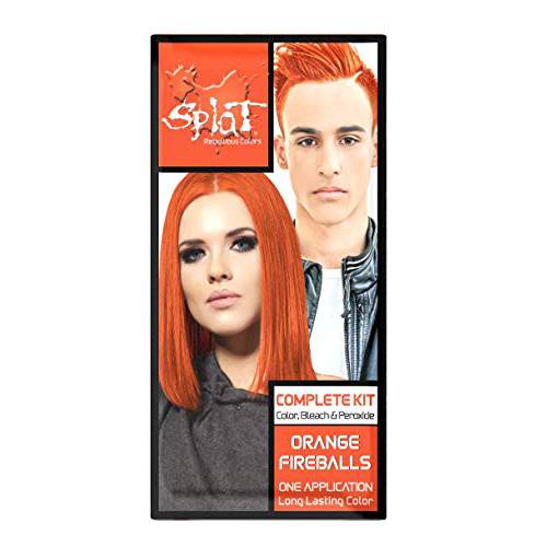 Splat | Orange Fireballs | Original Complete Hair Dye Kit | Semi-Permanent | 30 Wash | Long Lasting | Vegan and Cruelty-Free