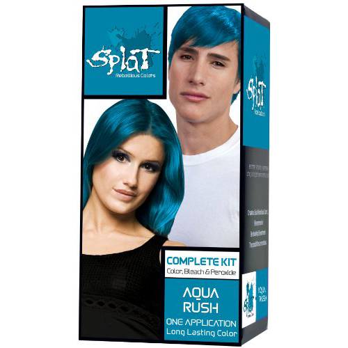 Splat | Aqua Rush | Original Complete Blue Hair Dye Kit | Semi-Permanent | Long Lasting | Vegan and Cruelty-Free