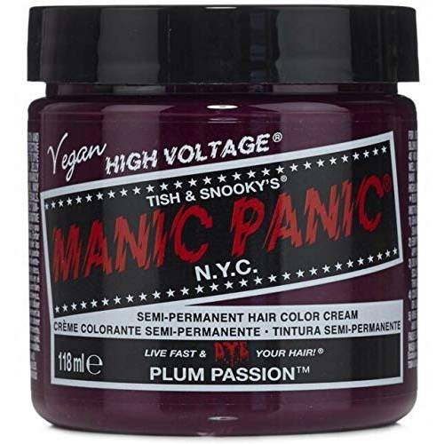 MANIC PANIC Plum Passion Purple Hair Dye – Classic High Voltage - Semi Permanent Warm-toned Purple Hair Color With Red Undertones - Vegan, PPD & Ammonia Free (4oz)