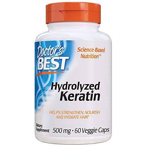 Doctor’s Best Hydrolyzed Keratin Keraglo, Strengthen, Nourish, Hydrates Hair, High Potency 500mg, 60 Count
