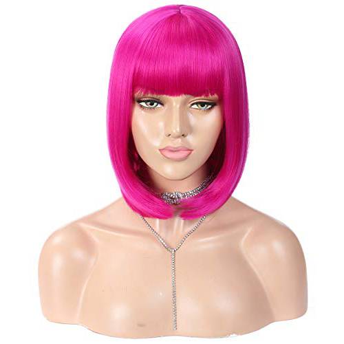 Brown Short Bob Wig With Bangs For Women Short Straight Synthetic Bob Women’s Costume Wigs Heat Resistant Halloween Party Christmas Cosplay Wigs