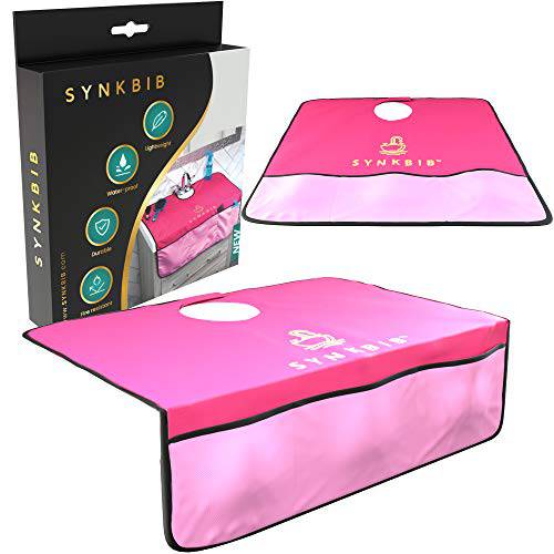 SYNKBIB Sink Cover-Bathroom Sink Organizer with Storage Pockets- Hair Drain Catcher- Makeup Sink Mat -30 by 30 Sink Cover for Counter Space