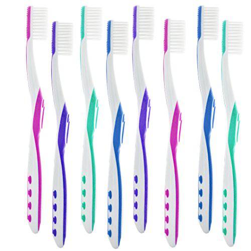 Super Soft, Tapered Bristle Toothbrush with Tongue Cleaner Assorted Colors - (4 Count)
