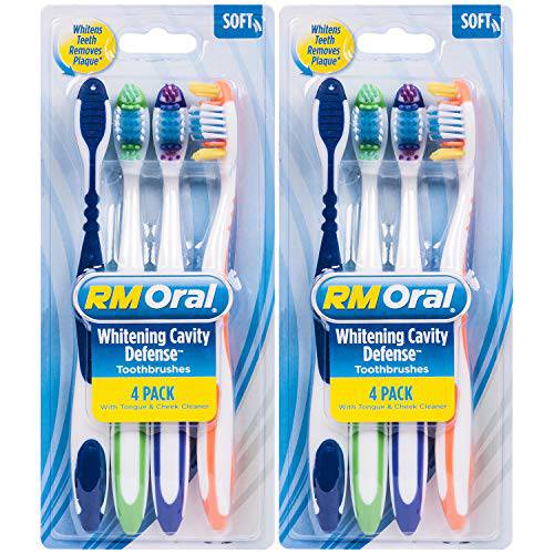 RM Oral Whitening Cavity Defense Soft Toothbrushes, 4 Count Twin Pack