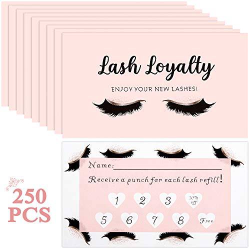 Lash Extension Refill Filler Loyalty Punch Cards Customer Loyalty Cards Stationery for Eyelash Extensions Business Beauty Salons or Spas Supplies (250)