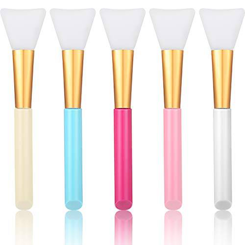 20 Pieces Soft Silicone Facial Mud Applicator Clay Tools Face Mask Brushes Beauty Tools for Sleeping Mask, Mud Mask, Hairless Body Lotion and Body Butter (Pink, Blue, White, Yellow, Rose Red)