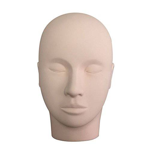 BEYELIAN Lash Mannequin Head, Eyelash Mannequin Head with Eyelids, Lash Extension Training Practice Head, 4 Pairs Removable Eyelids, Soft-Touch, Natural Color Realistic