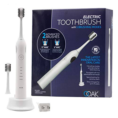 Ooak Electric Toothbrush with 5 Brushing Modes Includes 2 Advanced Brushes
