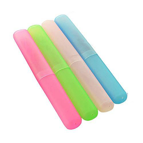 5Pcs Travel Toothbrush Case Plastic Portable Dust-Proof Toothbrushes Holder Toothbrush Tube Container Toothbrush Carrying Case Cover Protector for Travel Business Camping Home Use (Random Color)