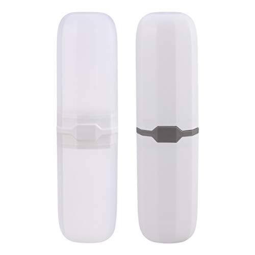 SUPVOX Portable Toothbrush Case Box Travel Capsule Oran Denture Care Container Travel Women Men 2pcs White and Clear