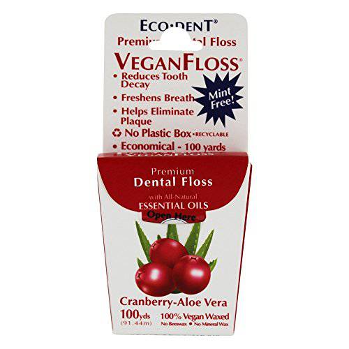 ECO-DENT Eco-Dent Vegan Floss Cranberry Aloe 100 Yards With Tray, Cranberry-Aloe, 1 count