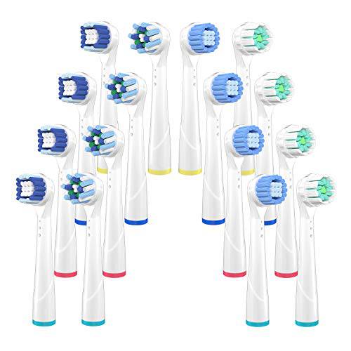 Replacement Brush Heads Compatible with Oral B Braun, Pack of 16 Generic Electric Toothbrush Heads - Includes 4 Sensitive Clean, 4 Pro Gum Care（Sensi Ultrathin）, 4 Precision Clean & 4 Cross Action