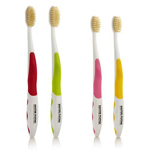 MOUTHWATCHERS - Manual Toothbrushes - Clean Teeth for Family - 4 Count - Floss Bristle Silver - Invented by Doctor Plotka’s