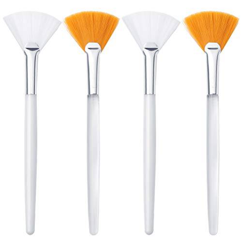 4 Pcs Facial Brushes Fan Mask Brushes, Soft Facial Applicator Brushes Tools for Peel Glycolic Mask Makeup