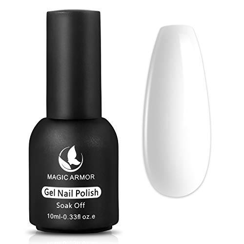 MAGIC ARMOR Gel Nail Polish White Soak Off Gel Polish for UV Light Acrylic Nails Salon Varnish 10ml (003-white)