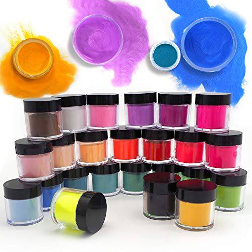 Segarryi Acrylic Powder Set - 18 Colors Acrylic Nail Powder for Nails Extension Art Tips Colored Nail Acrylic Powder Starter Set with 15 Pcs Nail Brush (Red)