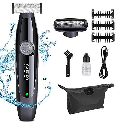 GAERUO Beard Trimmer, IPX7 Waterproof Wet and Dry Body Hair Trimmer and Groomer for Men, USB Rechargeable Electric Shaver with 3 Guide Combs and Cleansing Brush for Face, Body, Beard, Hair, Mustache