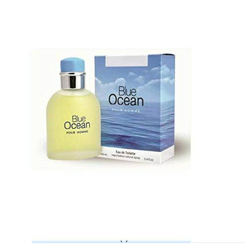 Blue Ocean Pour Homme- Eau De Toilette Spray Perfume, Fragrance For Men- Daywear, Casual Daily Cologne Set with Deluxe Suede Pouch- 3.4 Oz Bottle- Ideal EDT Beauty Gift for Birthday, Anniversary