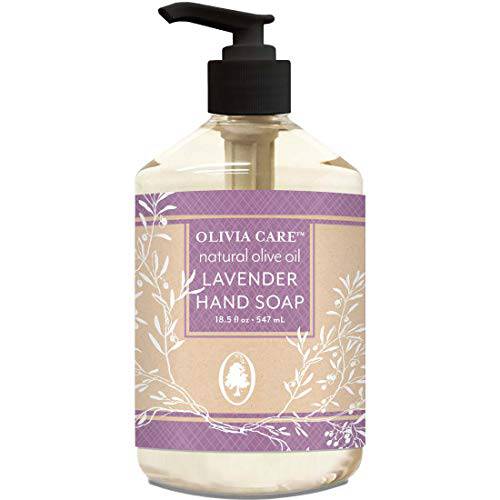 Olivia Care Liquid Hand Soap All Natural - Cleansing, Germ-Fighting, Moisturizing Hand Wash for Kitchen & Bathroom - Gentle, Mild & Natural Scented - 18.5 OZ (Lavender)