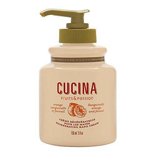 [Fruits & Passion] Cucina Sanguinelli Orange and Fennel Luxury Hand Cream, 5 Fl Oz - Premium Skin Care Made from First Cold Pressed Olive Oil - Regenerating Hand Lotion for Dry, Cracked Skin