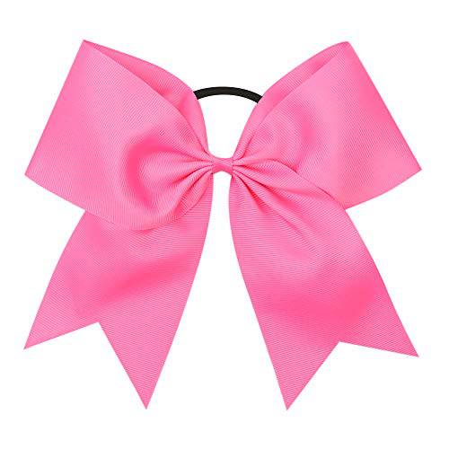 Oaoleer Boutique Teens Women 8 Jumbo Large Cheer Bow Ponytail Holder Elastic Band Handmade for Cheerleading Teen Girls College Sports (8 Inch (Pack of 1), Hot Pink 1PCS)