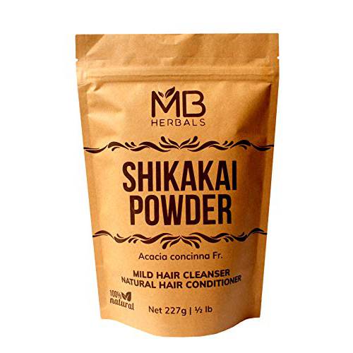 MB Herbals Shikakai Powder | 227g | 1/2 lb | 8 oz | 0.5 LB | Natural Hair Cleanser & Conditioner | 100% Pure Acacia concinna Fruit Pods Powder from Wildcrafted Shikakai