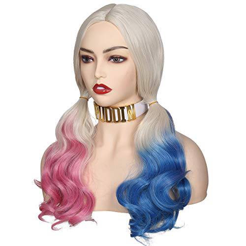 ColorGround Blonde with Blue and Pink Pigtails Wig (Wig Only)