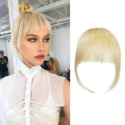 Shinon Clip in Bangs Human Hair Bangs Hair Extension Wispy Bangs Hair Fringe Fashion Real Human Bangs Blonde Color for Woman
