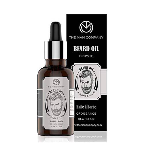 The Man Company 100% Natural Beard Oil for Men with Almond Oil, Thyme, Argan, and Jojoba Oil for Faster Beard Growth - 1.1 Oz | Beard Conditioner Oil, Softens & Strengthens Beards and Mustaches