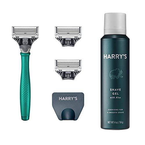Harry’s Razors for Men - Shaving Kit for Men includes a Mens Razor Handle, 3 Razor Blade Refills, Travel Blade Cover, and 4 Oz Shave Gel