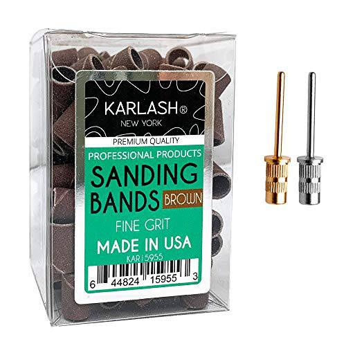 Karlash Professional Nail Sanding Bands Brown Fine Grit File + Free 2 Mandrel (1 Pack)