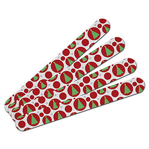Double-Sided Nail File Emery Board Set 4 Pack - Holiday Christmas New Years - Tree Contemporary