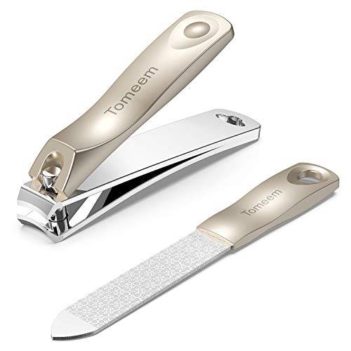 Nail Clipper Set, Sharp Stainless Steel Fingernail Clipper Toenail Cutter with Nail File by TOMEEM