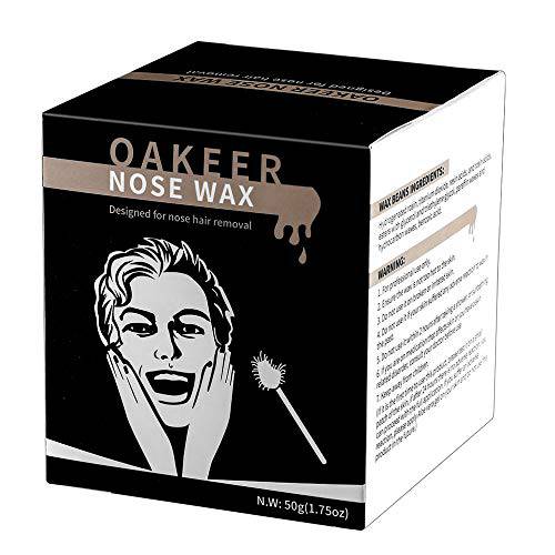 Nose Wax Hair Remover Oakeer Nose Wax Kit with 30 Pcs Nose Wax Sticks for Men and Women at Home Nose Hair Removal 100g Wax (Nose Wax Kit)