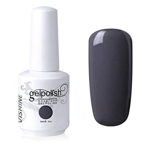 Vishine Gelpolish Lacquer Shiny Color Soak Off UV LED Gel Nail Polish Professional Manicure Dark Grey(1538)